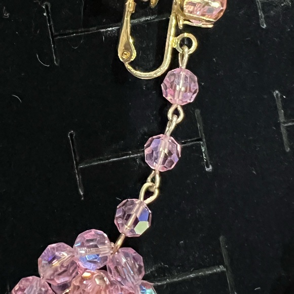 Pink Beaded Flower Drop Earrings - Picture 6 of 8